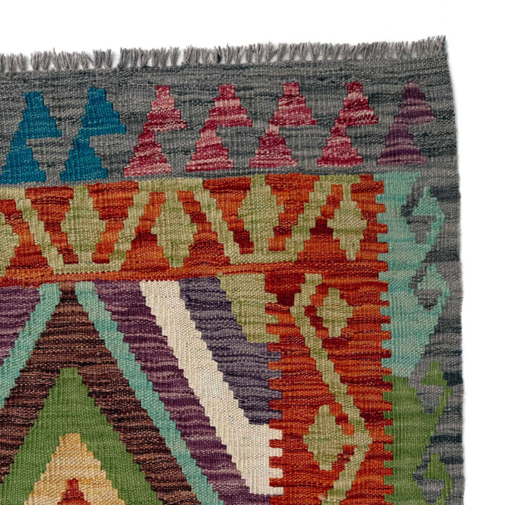 Afghan Kilim Rug 4' 0" x 5' 8" Flat-Weave pattern