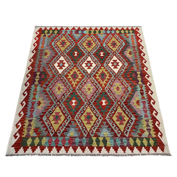 Hand Woven Wool Kelim 5' 3" x 6' 6" - No. AL46835