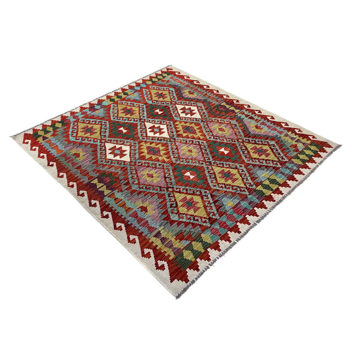 Hand Woven Wool Kelim 5' 3" x 6' 6" - No. AL46835