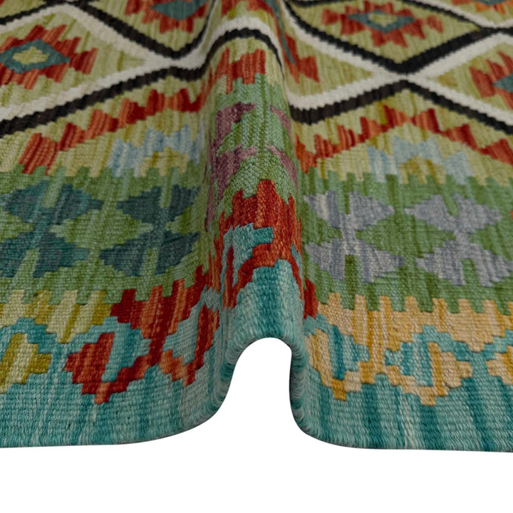 Afghan Vegetable Kilim Rug 4' 2" x 5' 3" Flat-Weave field
