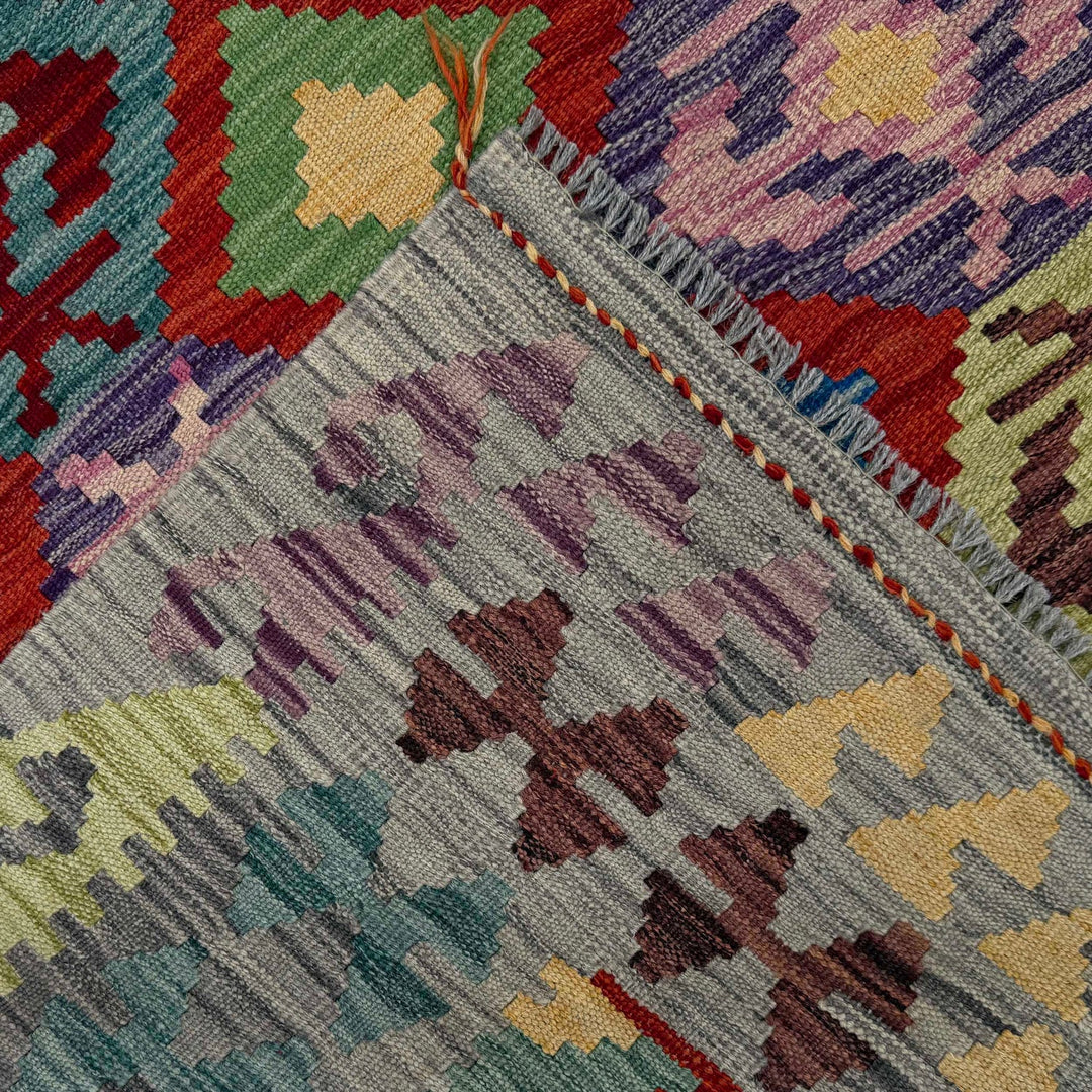 Multi Color ful Flat-Weave Wool Kilim 3' 10" x 5' 9" - No. AL70953