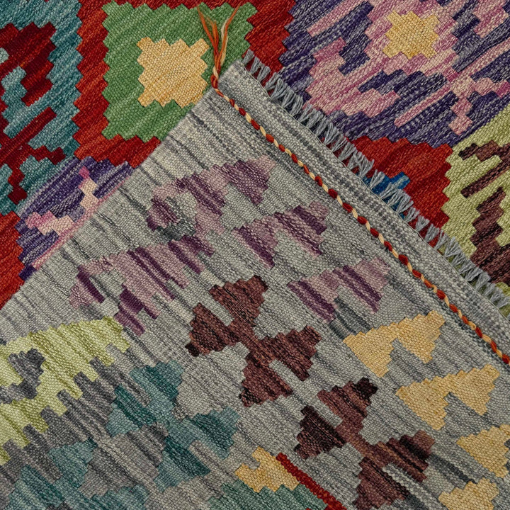 Multi Color ful Flat-Weave Wool Kilim 3' 10" x 5' 9" - No. AL70953