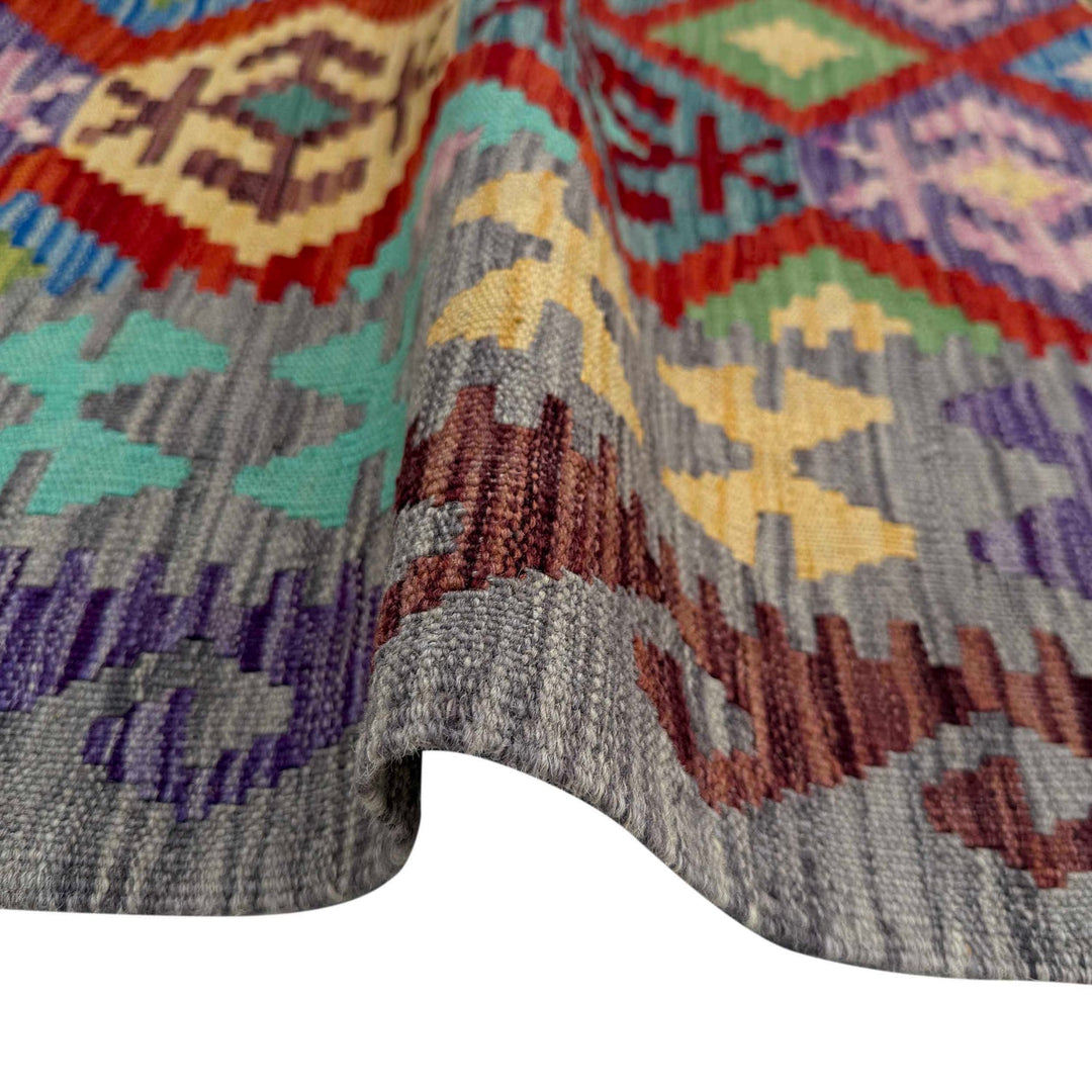 Multi Color ful Flat-Weave Wool Kilim 3' 10" x 5' 9" - No. AL70953