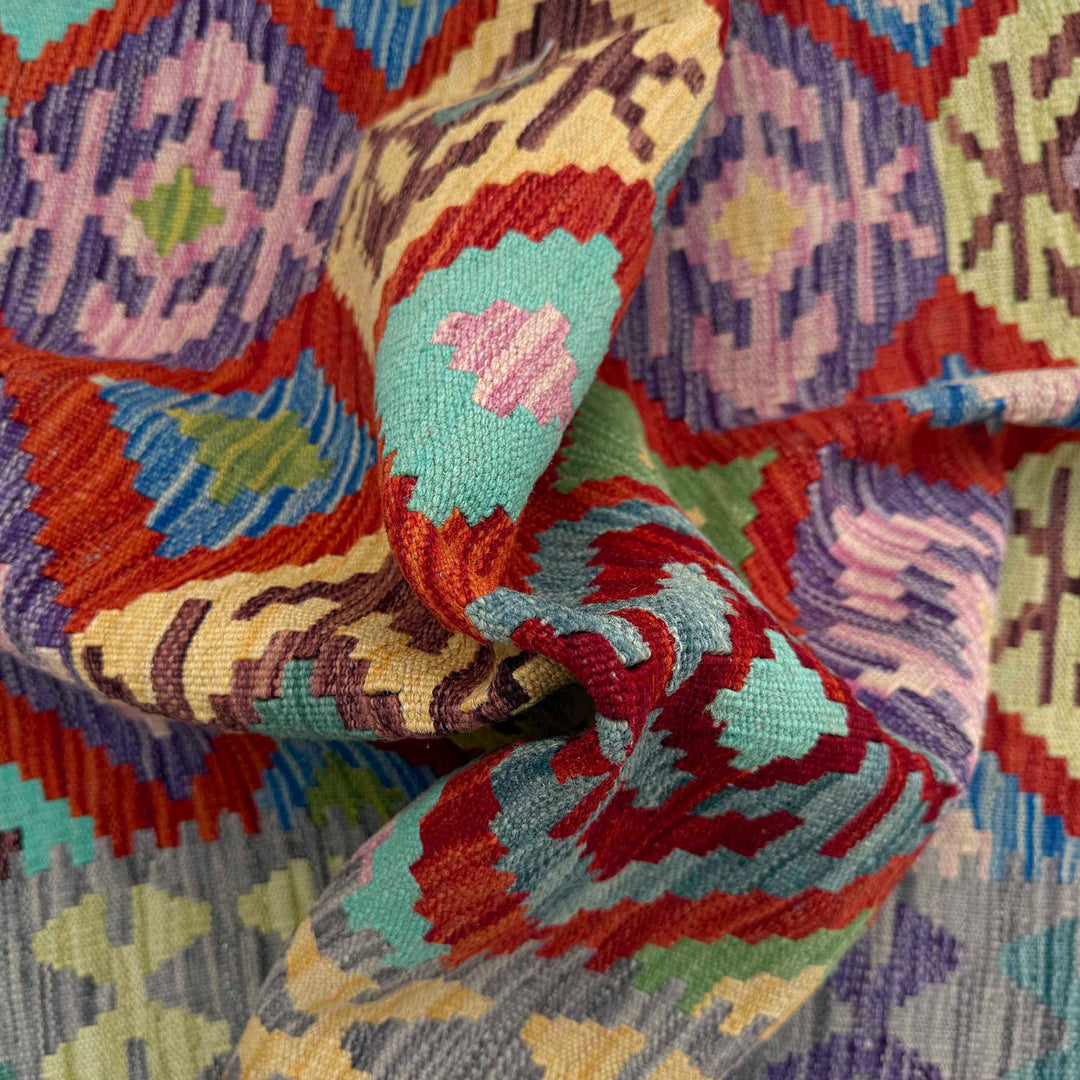 Multi Color ful Flat-Weave Wool Kilim 3' 10" x 5' 9" - No. AL70953