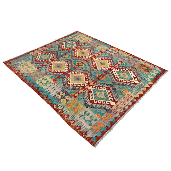 Afghan Kilim Rug 4' 10" x 6' 2" Flat-Weave view