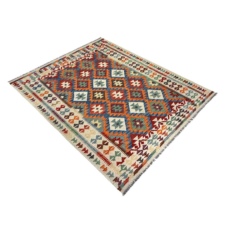 Afghan Kilim Rug 4'11" x 6'6" Flat-Weave view