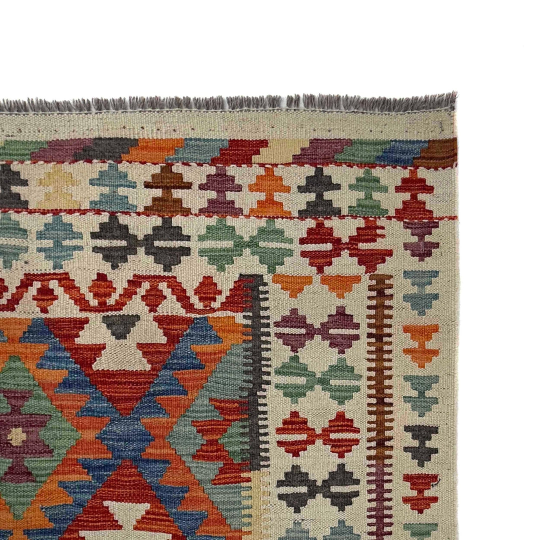 Afghan Kilim Rug 4'11" x 6'6" Flat-Weave pattern