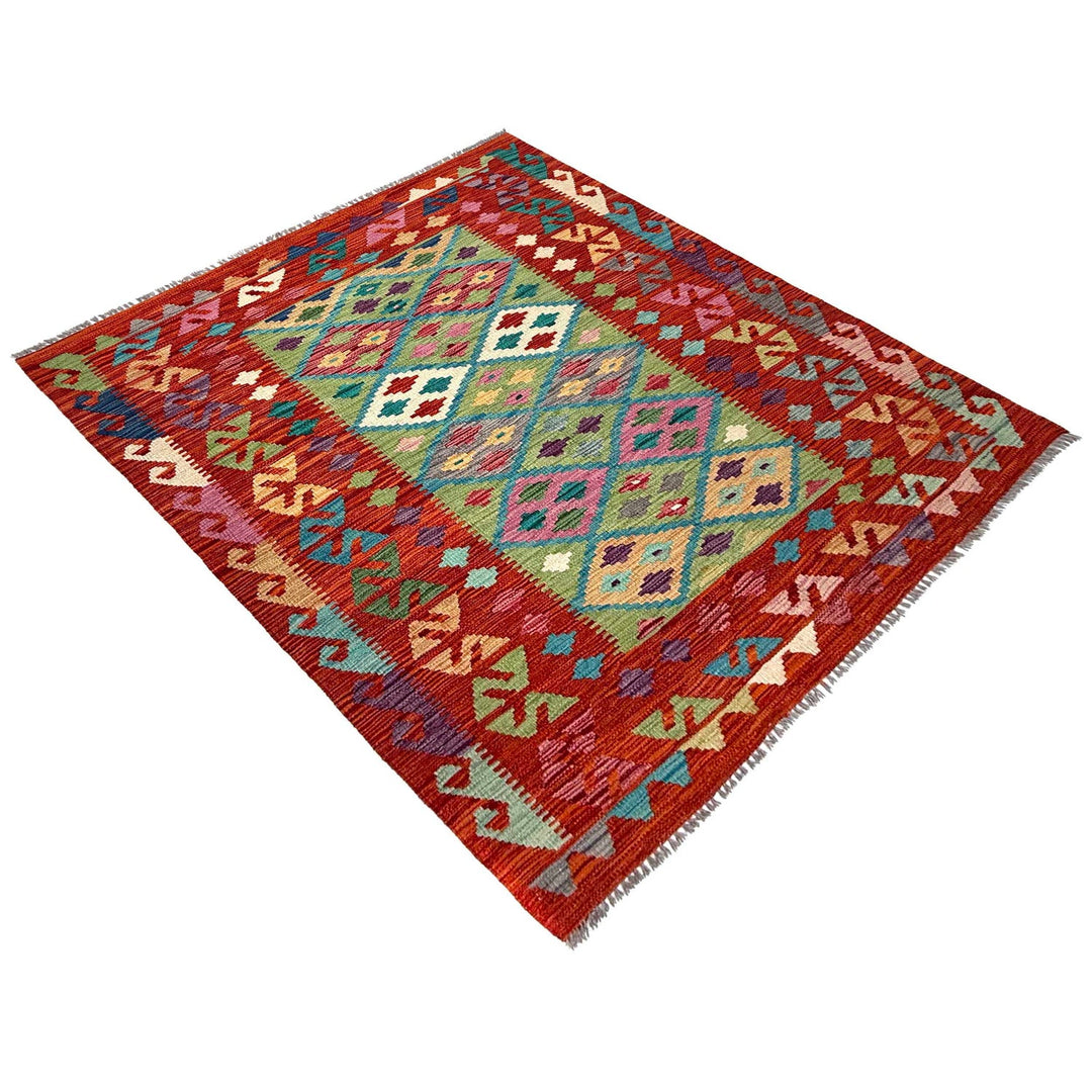 Afghan Vegetable Kilim Rug 4' 3" x 5' 8" Flat-Weave view
