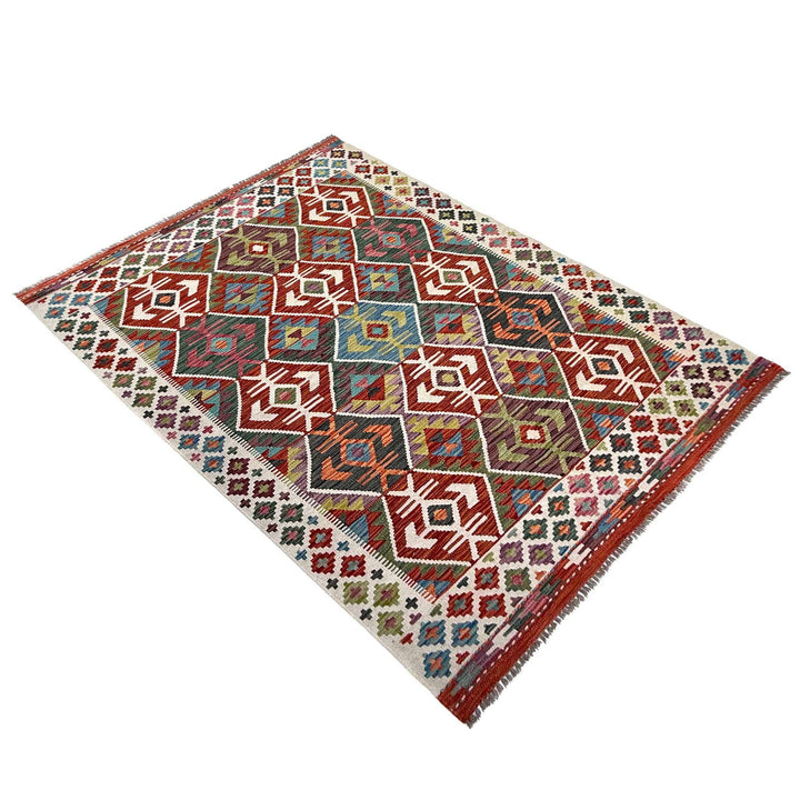 Afghan Kilim Rug 4' 11" x 6' 9" Flat-Weave view