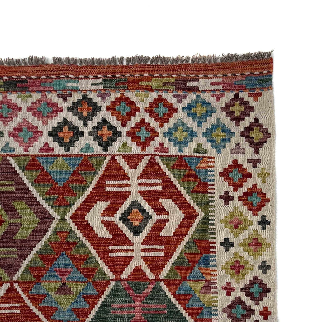 Afghan Kilim Rug 4' 11" x 6' 9" Flat-Weave pattern