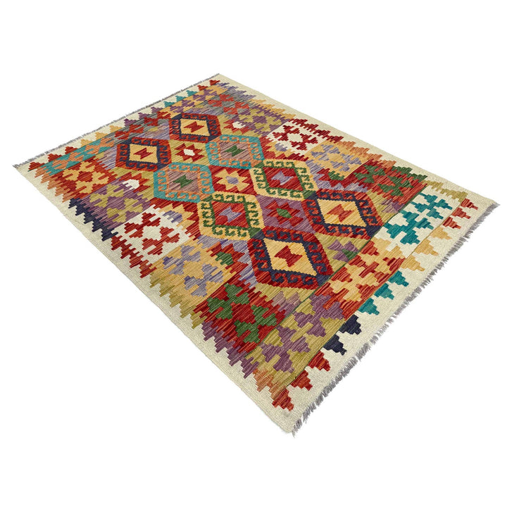 Afghan Kilim Rug 4' 1" x 5' 9" Flat-Weave view