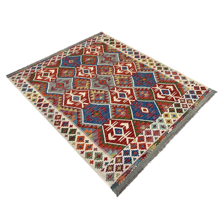 Afghan Kilim Rug 4' 10" x 6' 4" Flat-Weave view