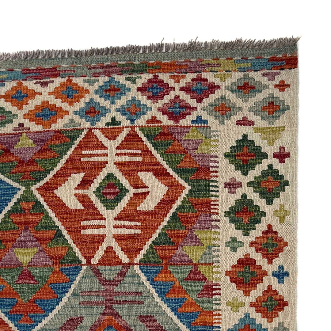 Afghan Kilim Rug 4' 10" x 6' 4" Flat-Weave pattern