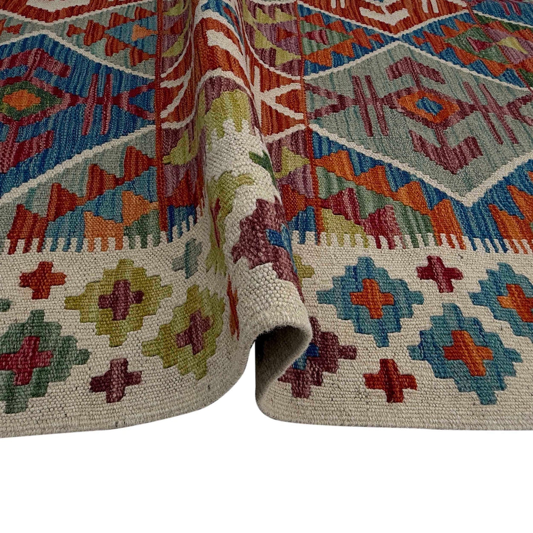 Afghan Kilim Rug 4' 10" x 6' 4" Flat-Weave field