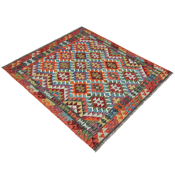 Afghan Kilim Rug 4' 11" x 6' 4" Flat-Weave view
