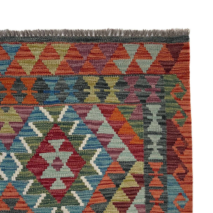 Afghan Kilim Rug 4' 11" x 6' 4" Flat-Weave pattern