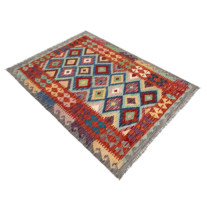 Afghan Kilim Rug 4' 0" x 5' 8" Flat-Weave view