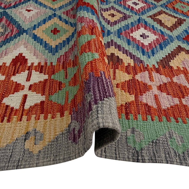 Afghan Kilim Rug 4' 0" x 5' 8" Flat-Weave field