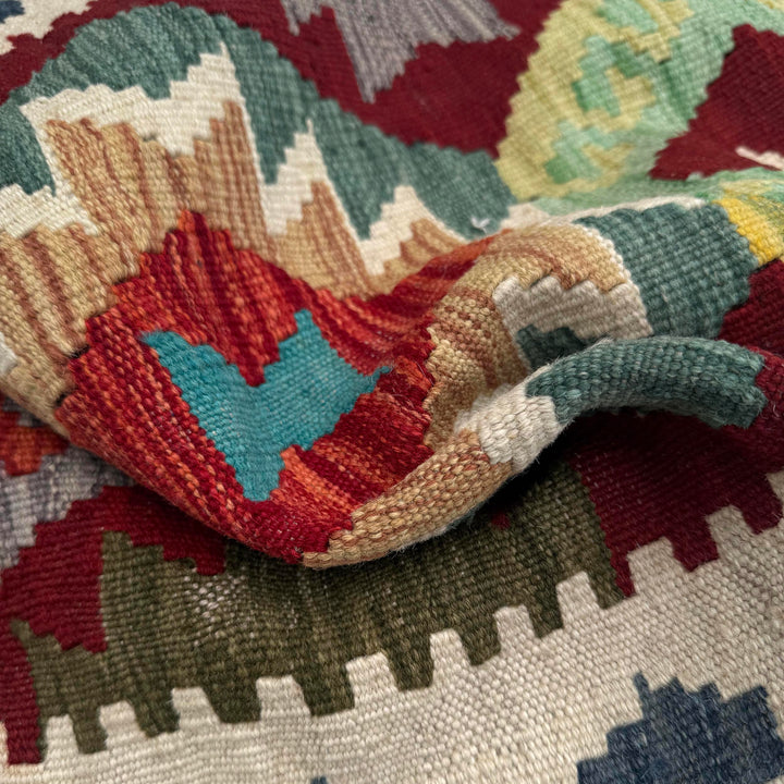 Afghan Vegetable Kilim Runner 2' 2" x 5' 4" Flat-Weave texture