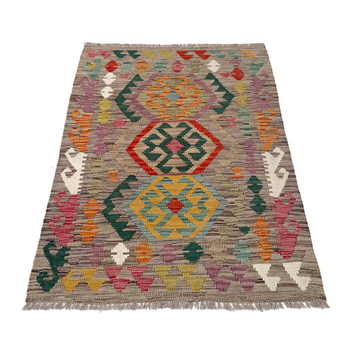 Afghan Vegetable Kilim Rug 2'7" x 4'0" Flat-Weave detail