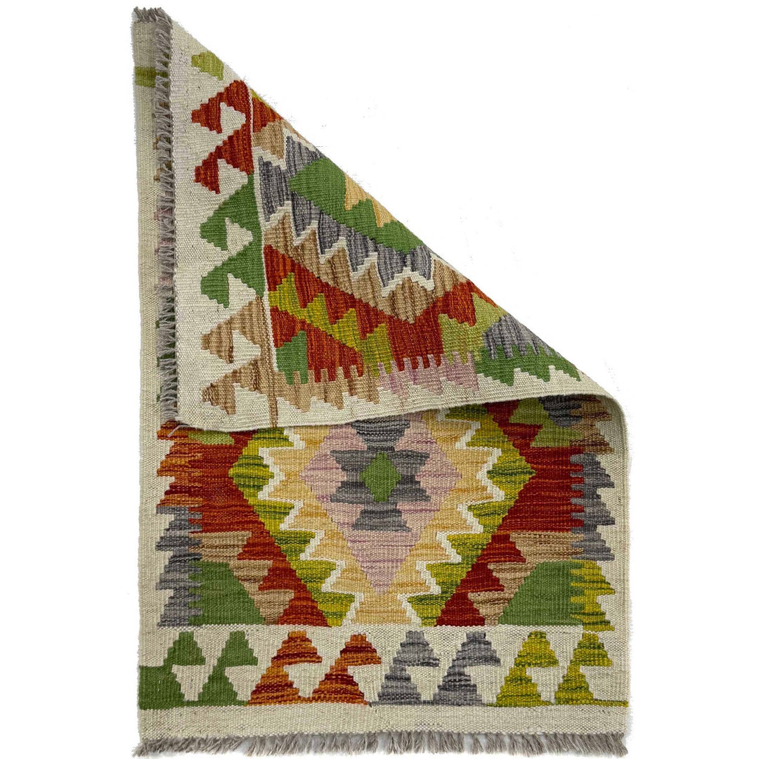 Hand Woven Wool Kelim 1' 10" x 2' 10" - No. AL34436