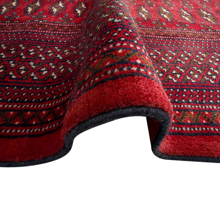 Deep Red Afghan Bokhara Rug 6' 10" x 9' 1" Hand-Knotted | No. AL28666