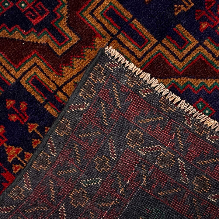 Afghan Baluchi Rug 2'9" x 6'5" Hand-Knotted border