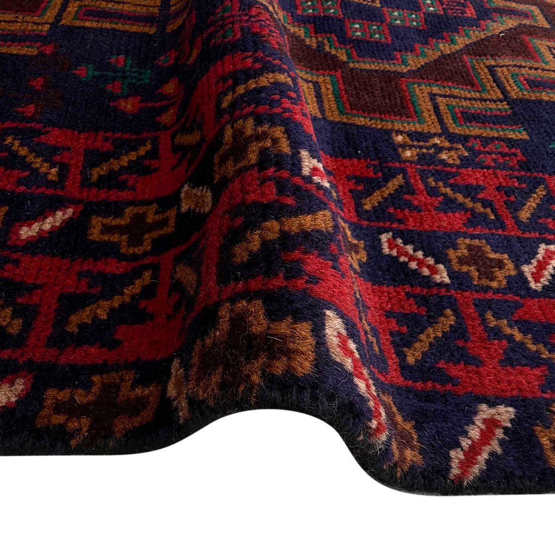 Afghan Baluchi Rug 2'9" x 6'5" Hand-Knotted field