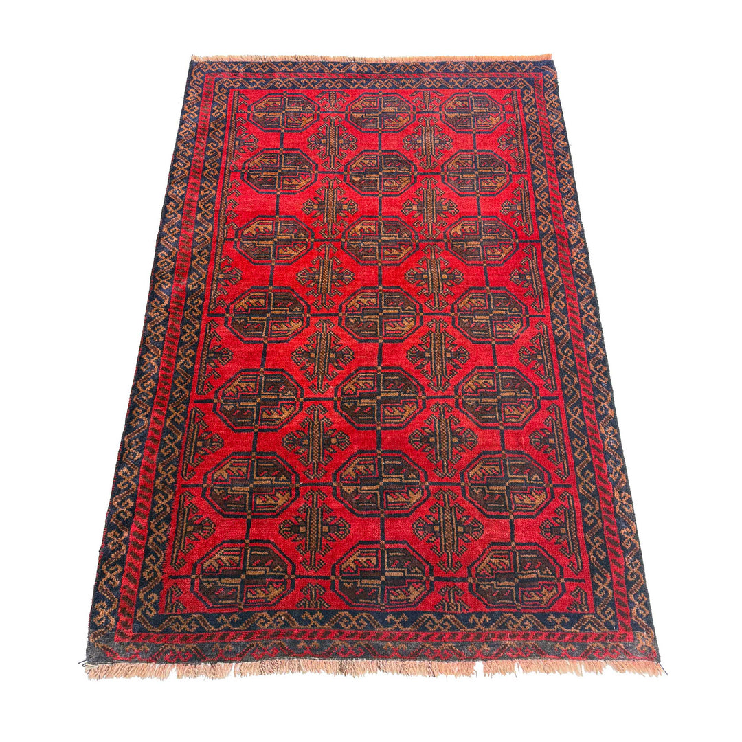 Afghan Baluchi Rug 2' 10" x 4' 8" Hand-Knotted detail