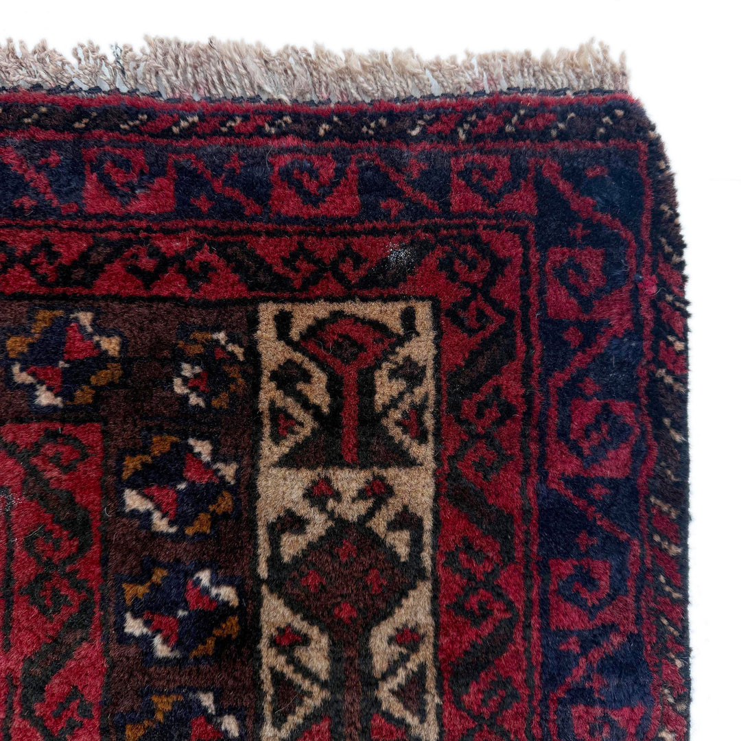 Afghan Prayer Rug 2' 11" x 4' 4" Hand-Knotted pattern