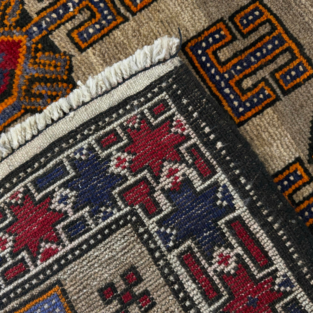 Afghan Baluchi Rug 2' 7" x 4' 7" Hand-Knotted border