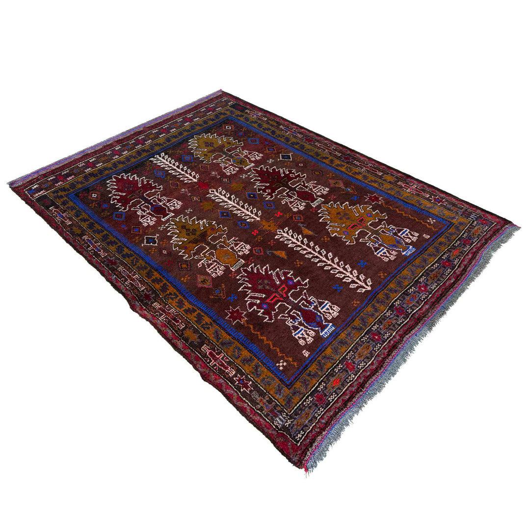 Afghan Baluchi Rug 3' 2" x 4' 5" Hand-Knotted view