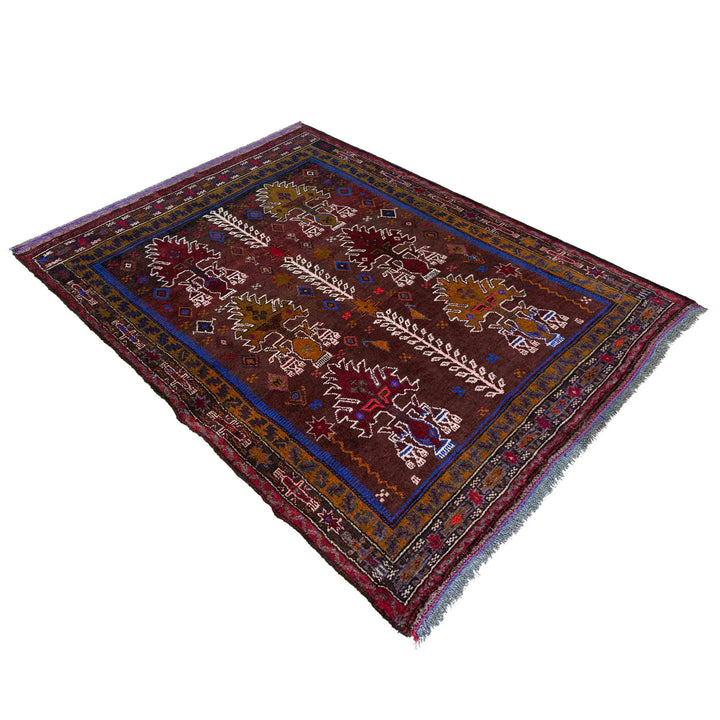 Afghan Baluchi Rug 3' 2" x 4' 5" Hand-Knotted view