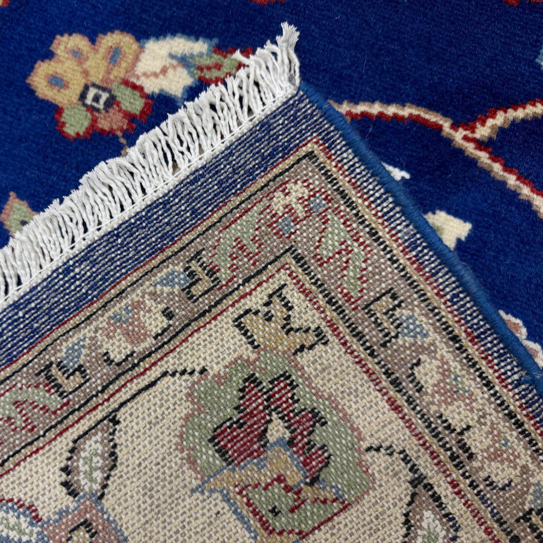 Blue Pakistani Jaldar Rug 4' 2" x 6' 1" Hand-Knotted border