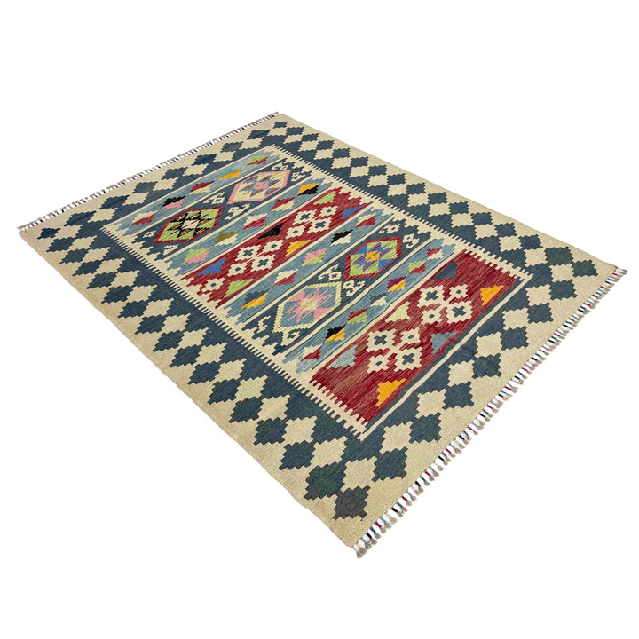 Handmade Afghan Vegetable Kilim 4' 10" x 6' 4" - No. AL873429