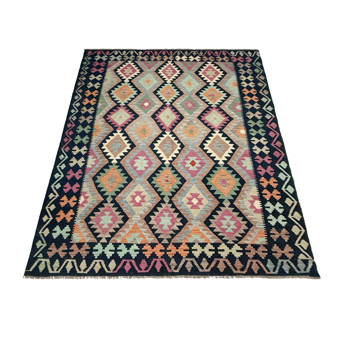 Hand Woven Wool Kelim 6' 6" x 9' 11" - No. AL871799