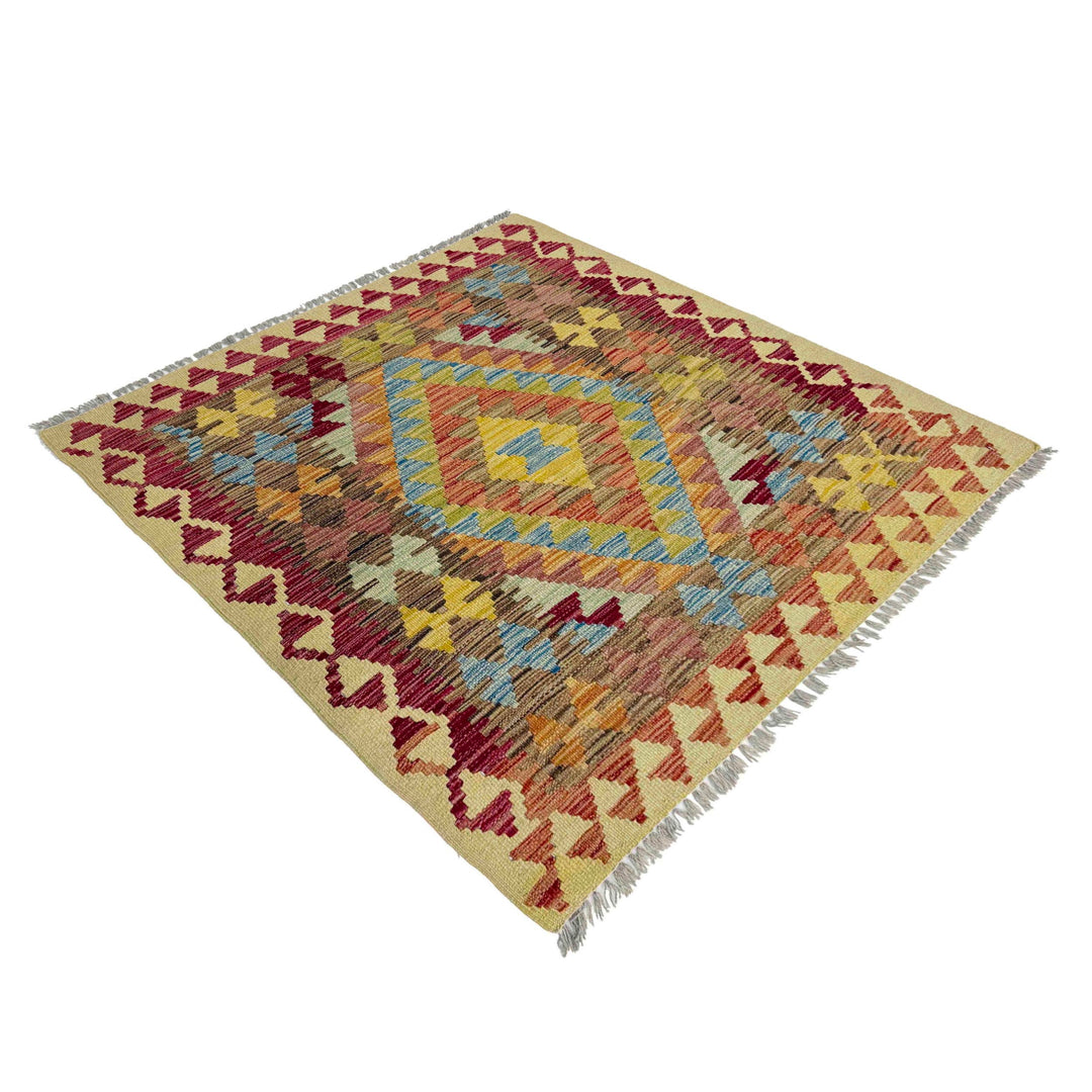 Hand Made Afghan Kilim 3' 5" x 3' 8" - No. AL701815