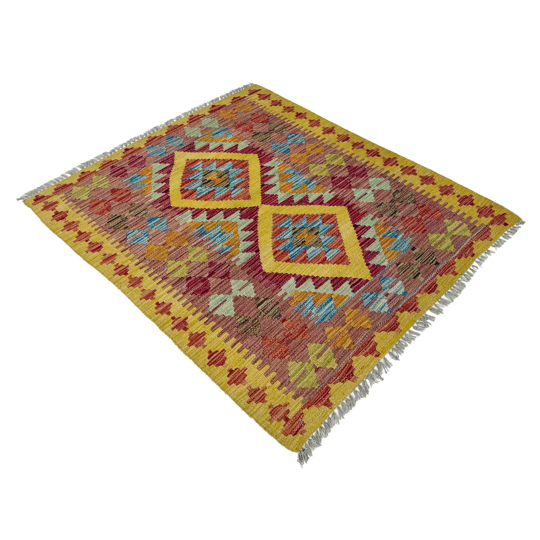 Multi Color ful Flat-Weave Wool Kilim 3' 3" x 3' 10" - No. AL152644