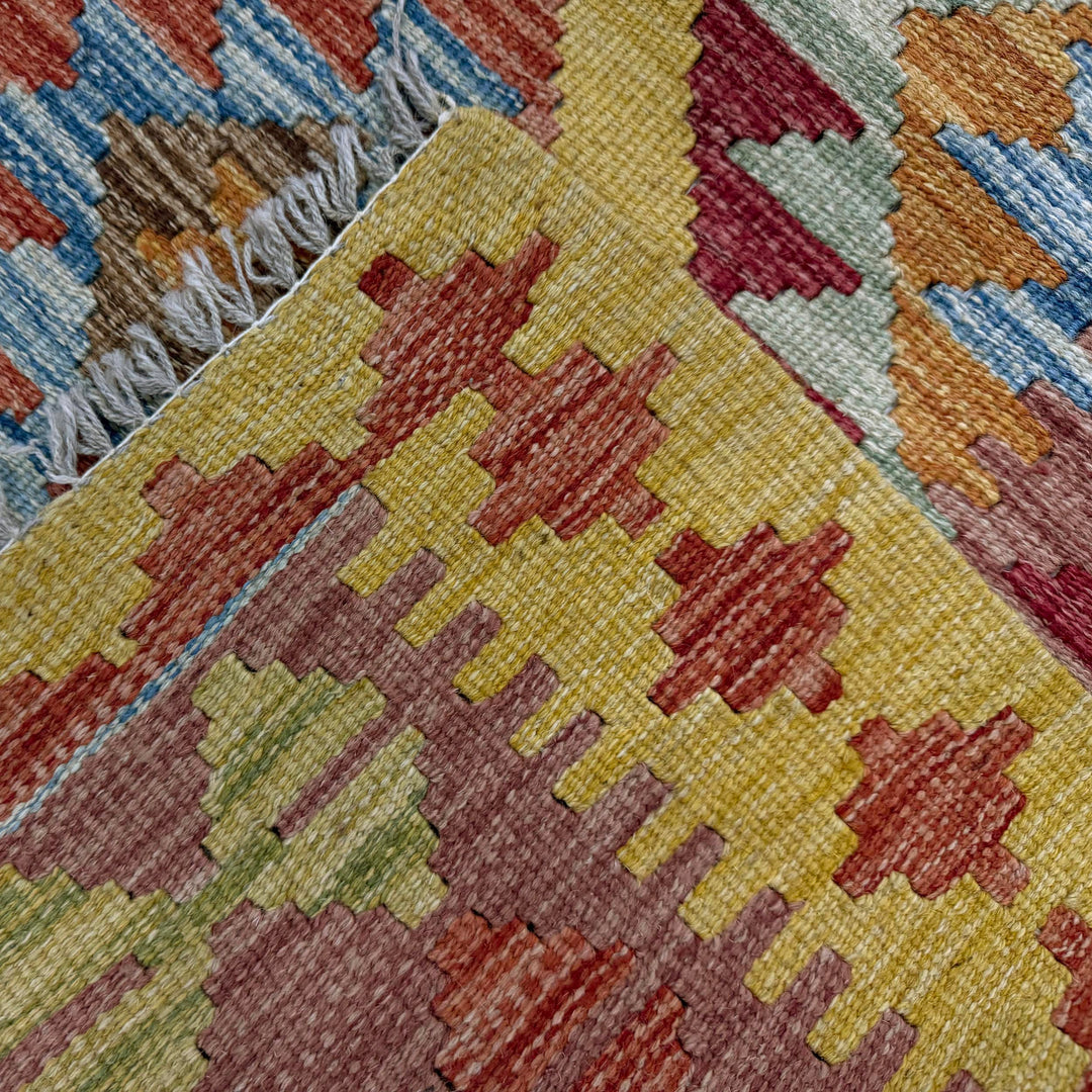 Multi Color ful Flat-Weave Wool Kilim 3' 3" x 3' 10" - No. AL152644