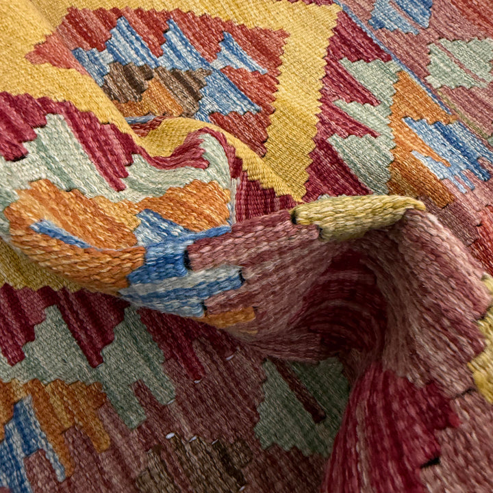 Multi Color ful Flat-Weave Wool Kilim 3' 3" x 3' 10" - No. AL152644