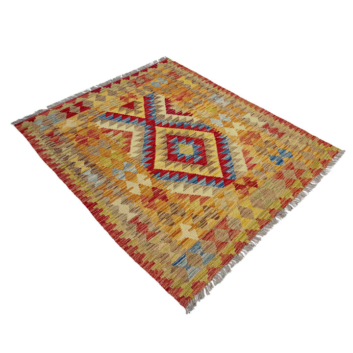 Handmade Turkish Design Wool Kilim 3' 7" x 4' 4" - No. AL668318