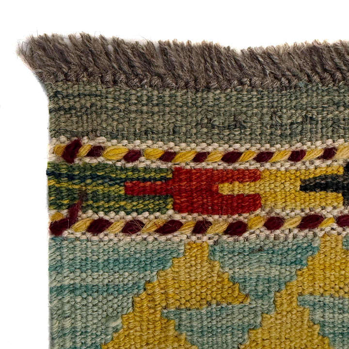 Afghan Vegetable Kilim Rug 2' 9" x 3' 10" Flat-Weave pattern