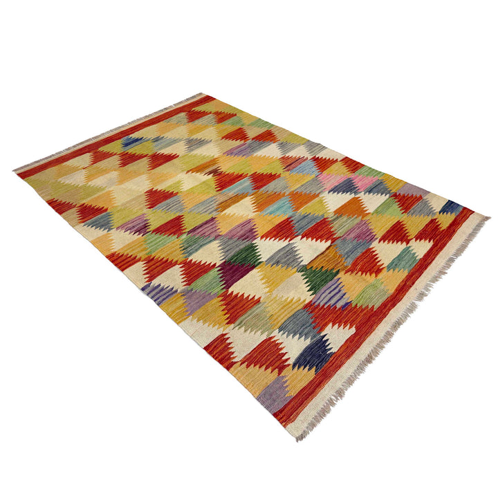 Afghan Vegetable Kilim Rug 3' 10" x 5' 10" Flat-Weave view
