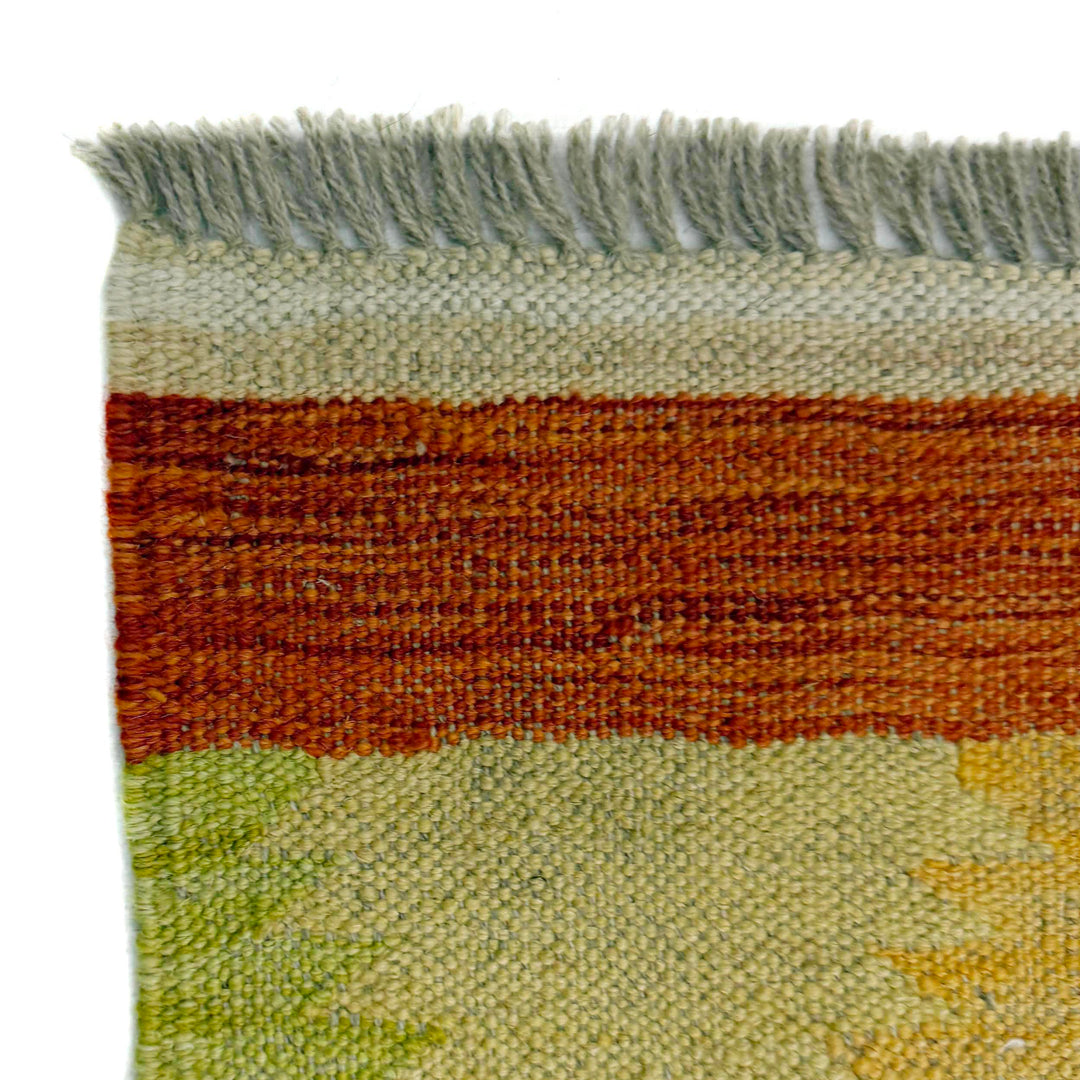 Afghan Vegetable Kilim Rug 3' 10" x 5' 10" Flat-Weave pattern