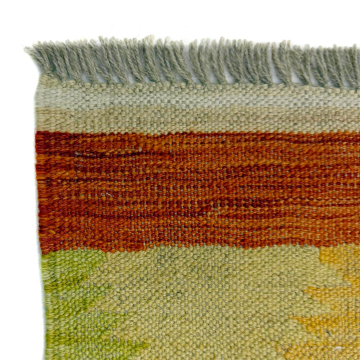 Afghan Vegetable Kilim Rug 3' 10" x 5' 10" Flat-Weave pattern