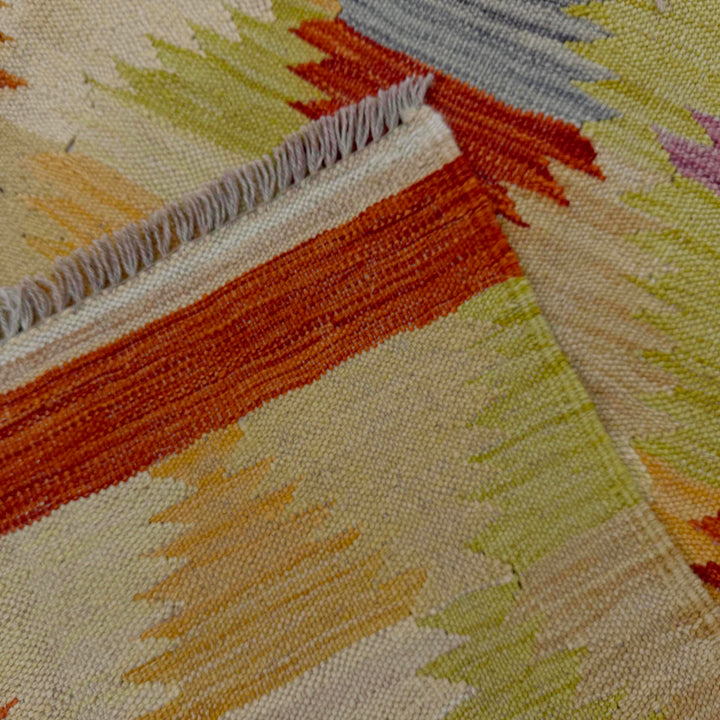 Afghan Vegetable Kilim Rug 3' 10" x 5' 10" Flat-Weave border