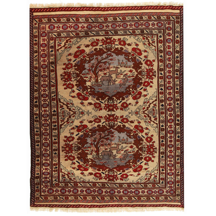 Handmade Afghan Kilim 4' 8" x 6' 1" - No. AL38369