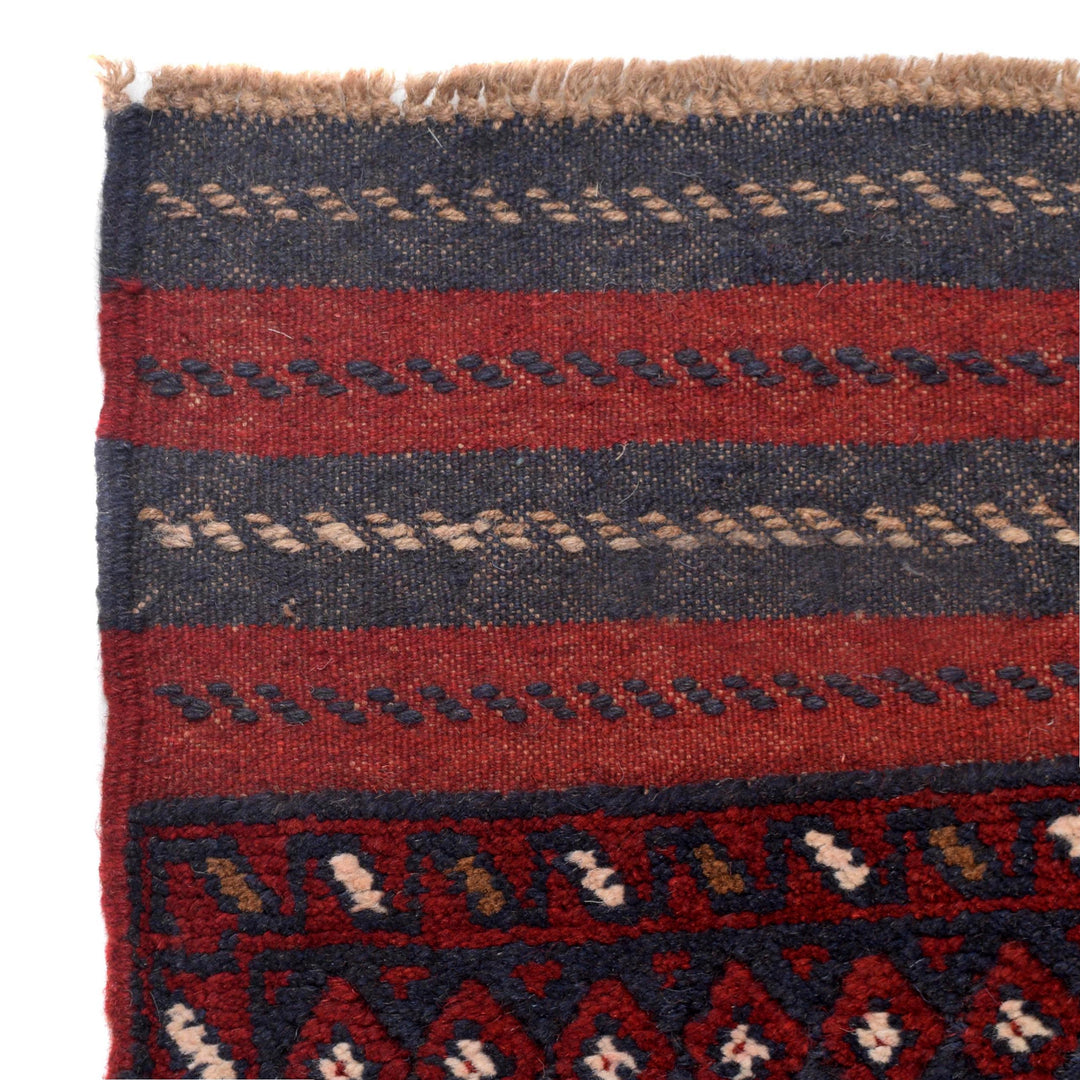 Deep Red Afghan Mashwani Rug 2' 4" x 10' 9" Hand-Knotted view