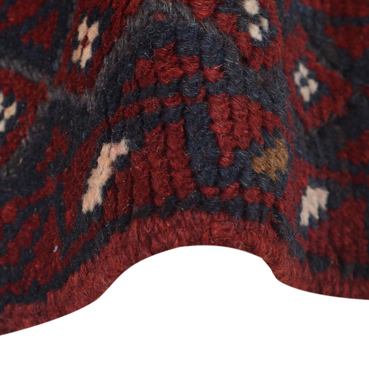 Deep Red Afghan Mashwani Rug 2' 4" x 10' 9" Hand-Knotted border