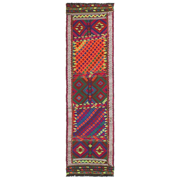 Afghan Suzuni Rug 2' 3" x 8' 5" Flat-Weave